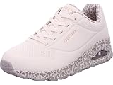 Skechers Damen UNO Safari Time Sneaker, Weiß/Leopardenmuster, 42 EU