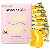 grace & stella - Preisgekrönte Augenpads, Eye Pads Reduzieren Dunkle Augenringe, Gegen Tränensäcke und Falten, Kühlende und Erfrischende Augen Pads Masken, Gel-Eyepads [24 Paare, Gold]