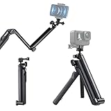 Camnoon 22-55cm Dreibeinstativ Faltbare Stange 360° drehbarer Selfie-Stick Multi-Mount-Stativ 3-Wege-Verstellbarer Handgriff Mutifunktionaler Kamera-Stick Kompatibel mit GoPro 13/12/11/10/9