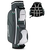 COSTWAY Golfbag, leichtes Golf Cart Bag, mit Regenhaube, 14er Einteilung von Schlägerfach, auch zur Nutzung auf Golf Trolley und Golf Cart, 7/8 Reißverschlusstaschen (SP37830 Grau)