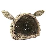 PawwJoy Natürliches gewebtes Gras, Versteck, Hüttenspielzeug, Kauspielzeug, Kaninchen, Grasbett für Frettchen, Chinchillas, Kleintiere