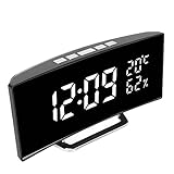 Gebogene Digitaluhr, energiesparender digitaler Wecker mit Hintergrundbeleuchtung für Zuhause