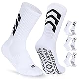 Closemate Football Socks 3 Paare Grip Fußball Socken Fussball Socken Herren Anti Rutsch Fußballsocken Fussballsocken Laufsocken Kompression Sportsocken Für Pilates Yoga 35-38 39-42 43-46 Weiß L