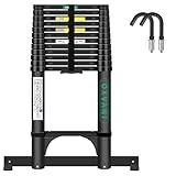 5,05 m Aluminium Teleskopleiter mit Haken Klappleiter mit Stabilisator rutschfest