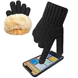 lifwimner Winter Handschuhe Damen Touchscreen Warme Fleece Strickhandschuhe Thermo Winterhandschuhe für Outdoor Sport Laufen Radfahren Freizeit(Schwarz)