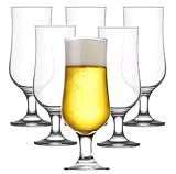 MIKONI Biergläser Hoch Weizengläser 370ml Longdrinkgläser, Cocktailgläser, 6er-SET Gläser für Bier Bierseidel Bierkrug Bierglas, Spülmaschinenfest