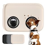 Conlun HundenapfMatte mit Seitentasche & Aufhängeöse – Weiche Erhöhte Kanten, Leicht zu Reinigen, wasserdichte rutschfeste Silikon-Fressmatte für Katzen und Hunde (46x30 cm Natur-Tan)