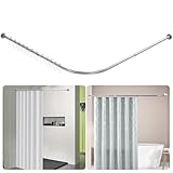 Btstil Duschvorhangstange L Form, Verstellbare Duschvorhangwinkelstangen, Edelstahl Dusche Vorhangstange Ecke mit 12 Duschvorhangringe für Badezimmer, Badezimmer (Silber, 68-138cm x 68-138cm)