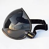 Universal Motorrad-Helmvisier, 3/4 Offenes Gesicht, Bubble Windschutzscheibe, Vintage-Stil (Schwarz)