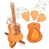 Plektren Gitarre Holz 3 Stück Plektrum Akustikgitarre mit Akustikgitarren Picks Box Gitarren Plektren Halter Personalisierte Wooden Guitar Picks für Gitarren Bass Ukulelen Liebhaber