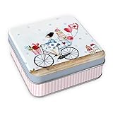 Geburtstags - Geschenkdose 'Fahrrad' | Mini Geschenkbox und Schmuckdose aus Blech | Geschenkverpackung leer, zum Befüllen, quadratisch klein, mit Deckel