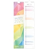 Häfft® Streifenkalender 2025 'Rainbow' 9 x 41,6 cm - schmaler Wandkalender, Wandplaner für Küche oder Flur zum Eintragen von Terminen & Geburtstagen - nachhaltig & klimafreundlich