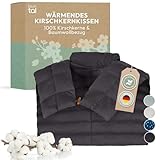 Blumtal Kirschkernkissen - Körnerkissen mit 100% Kirschkern-Füllung - Körnerkissen Mikrowelle mit OEKO-TEX zertifiziertem 100% Baumwoll-Bezug - Kissen Nacken - Wärmekissen Nacken Schulter - Anthrazit