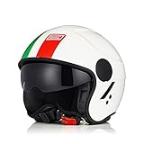 ORIGINE Motorradhelm Jethelm Rollerhelm mit Visier ECE Zertifizierung (Basic Italy White,L)