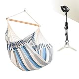 La Siesta® Domingo – Hängematte Komfort für den Winter, Funktionsfaser, kolumbianische Herstellung, große Oberfläche, Stabilisator Bambus, Entspannung im Freien – Sea Salt, Comfort mit Befestigung