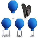 Schröpfgläser mit Ball: 5 Stück Schröpfgläser aus Echtglas, Schröpfgläser mit Saugball & Faszienschaber, Feuerlosen Schröpfen Schröpfglas-Set Vakuum Cupping Schröpfgläser Professionellen, Original
