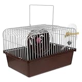 COMPUKAS Tragbarer Kleintierkäfig mit Handgriff und Wasserflaschenhalter Geräumiger Hamsterkäfig für Reisen Vielseitiger Nager tragekäfig für Hamster Kaninchen und Andere Kleine Tiere