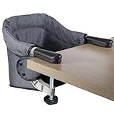 Toogel Klappbarer Tischsitz, Tragbarer Baby Hochstuhl mit Sicherheitsgurt, Kinderstuhl zum Anklippen, Sitzerhöhung Stuhlsitz Babysitz mit Transporttasche für Zuhause und Unterwegs (Grau)