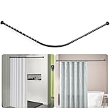 Btstil Duschvorhangstange L Form, Verstellbare Duschvorhangwinkelstangen, Edelstahl Dusche Vorhangstange Ecke mit 12 Duschvorhangringe für Badezimmer, Badezimmer (Schwarz, 68-98cm x 192-222cm)