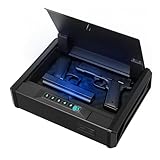 VEVOR Waffentresor Pistolentresor mit Fingerabdruck/Passwort (vierstelliger Code)/Schlüssel, Waffensafe Waffenkofferbox mit Beleuchtung für 2 Pistole & 2 Magazine, 360 x 275 x 90 mm Waffenbox