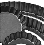 RoadLoo Tartelette Förmchen, 8cm/3 Zoll 8 Stück Tarteform mit Hebeboden Tartlettförmchen aus Kohlenstoffstahl Antihaftbeschichtung Mini Quicheform Rund Pie Form für das Backen zu Hause Backwerkzeug