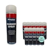 AWOTEX Markierspray neon-rot 500ml I 12 Stück Sprühfarbe mit hoher Deckkraft & ohne FCKW I Markierungsspray Baustelle schnell trocknend & wetterfest I Sprühfarbe zum Markieren für Wand- & Boden