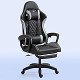 FUKEFUZ GamingStuhl Bürostuhl Chefsessel Ergonomisch Möbel Für Arbeitszimmer Schreibtisch Stuhl Criss Cross Stuhl Für Langes Sitzen Schwenkbare,Verstellbare Armlehnen,Lendenwirbelstütze(Schwarz,A)