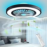 Nigecue 70W Deckenventilator mit Beleuchtung, Ø54CM Deckenlampe Deckenleuchte mit Ventilator Fernbedienung, RGB Hintergrundbeleuchtung, 6 Windstufen, Timer, Natürlicher Windmodus, Speicherfunktion