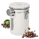 BUCOMTU Luftdichte Edelstahl Kaffeedose, 1,8 L Kaffeedose Luftdicht, KaffeebohnenbehäLter mit EdelstahllöFfel, Multifunktionales Kaffeebohnen Behälter für Tee NüSse Kakao LäNger und Frisch Bleiben