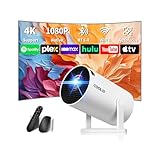 Mini Beamer 4K Full HD 1080P Mit 5G WiFi 6 und Bluetooth 5.4 2026 Neuer Tragbarer Projektor mit Automatische Trapezialkorrektur 270 ° Drehung Tv Stick/USB/Laptop/PC,mit Maus und Fernbedienung Weiß