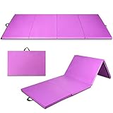 COSTWAY 240 x 120 x 5 cm Weichbodenmatte, Gymnastikmatte klappbar, Turnmatte mit Klettverschluss und 2 Tragegriffe, Yogamatte, Klappmatte, Fitnessmatte für Zuhause