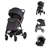 Chipolino Kombikinderwagen Ultera 3 in 1 Babyschale Fußabdeckung klappbar Korb, Farbe:schwarz