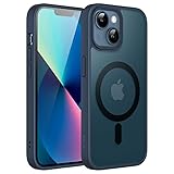 JETech Magnetisch Hülle für iPhone 13 6,1 Zoll Kompatibel mit MagSafe, Durchscheinende Matt Handyhülle Rückseite Dünn Stoßfest Schutzhülle (Sturmblau)