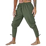 Beokeuioe Pluderhose Wikinger Hosen Männer 15.Jh. Piratenhose Leinenhose Schnürhose Steampunk Renaissance Bühne Leistung Fasching Karneval Kostüm Herren Cosplay Mittelalter Kostüm