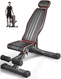 YOLEO 300kg Klappbare Hantelbank Multifunktion mit Erweiterte Rücken und Kopf und Wirbelsäulenstütze, Training Fitness Bank Bauchtrainer Schrägbank mit 10-Fach Verstellbarer Rückenlehne