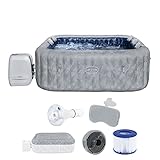 Bestway Lay-Z-SPA Energiespar-Whirlpool San Francisco, 230x230x71cm, 7 Personen, Heizung, Frostwächter, 10 HydroJet-Düsen, 180 AirJet-Düsen, App-Steuerung, Thermo-Abdeckung, LEDs, Marmor-Optik