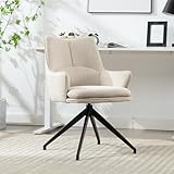 DAYALANE Modern 360°Drehbar Bürostuhl, Schreibtischstuhl mit Armlehnen aus Leinen, Drehstuhl Computerstuhl Arbeitsstuhl für Büro Wohnzimmer Schlafzimmer, Oatmeal