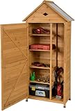 FANTASK 177x80x45cm Gartenschrank Holz, Geräteschuppen Werkzeugschrank Garten, Gerätehaus wetterfest, Gartenschuppen Geräteschrank, Holzschuppen mit Satteldach