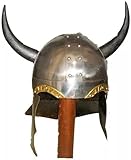 Handgefertigter Wikingerhelm – 18GA Stahl Mittelalter Krieger Helm mit Hornflügel für Cosplay & Nachstellungen