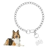 Edelstahl Kettenhalsband Hunde, Kettenhundkragen, Einstellbar Halsband Hund, Edelstahl Hundehalskette, Hundekette, Hundehalsband Große Hunde für Hund Spazieren Gehen