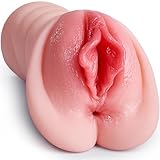 Realistischer Masturbator Taschenmuschi Silikon Masturbieren Sex Spielzeug mit 5D Klitoris Doppelkanal Masturbator Groß für Mann 2 in 1 Sexspielzeug für die Männer solo (Pfirsichrosa)