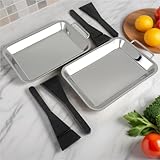 Gravidus 2er Set Edelstahl Grillpfanne Portionspfanne Grillgutpfanne - Perfekt für Grillgemüse, Fleisch & Fisch - Silber & Schwarz