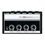 DJ-Kontrollmixer Soundmixer, professioneller 4-Kanal-Line-Mixer, Lautstärkeregler, Mini-Audio-Mixer for Musikinstrumente, Keyboards, Bass, Schwarz