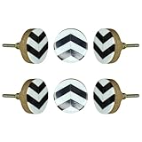 Perilla Home Set mit 6 schwarzen Zickzack-Knäufen aus Holz – Schwarz und Weiß Harz & Holz Designs für Schränke und Schubladen