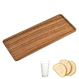 SCHYIDA Holztablett Serviertablett Holz Holztabletts Deko Holz Tablett 30cm * 12cm * 1.1cm Tablett Serviertablett aus Nussbaum Holz Serviertablett Bambus Tablett für Kerzen, Snacks, Kleinigkeiten