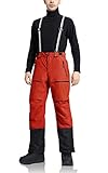 Pioneer Camp Herren Skihose Gefüttert mit Hosenträger Ski Hosen Schneehose Snowboardhose Outdoorhose Orange Rot L