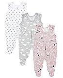 TupTam Baby Mädchen Strampler mit Fuß 3er Pack, Farbe: Farbenmix 1, Größe: 56