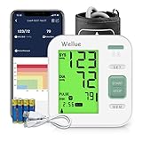 Blutdruckmessgerät Oberarm, Blutdruckmessgerät mit APP Datenverwaltungsfunktion, Digitales Blutdruckmessgerät mit Arrhythmie Erkennen, Großer Manschette 22-40cm, Doppelbenutzer, 3-Farben HD-Bildschirm