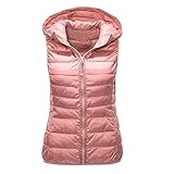 2025 Unisex Casual Solid Weste Reißverschlusstasche Lose ärmellose Jacke Kapuzenmantel Reitjacke Winter Mädchen (XXL)