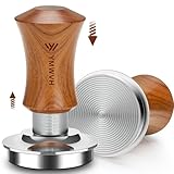 YMWVH Kaffee Tamper mit Base Ripple 58.3mm,Espresso Tamper,Kaffeetamper aus Edelstahl, eleganter Walnussgriff für Cafés und Kaffeeliebhaber